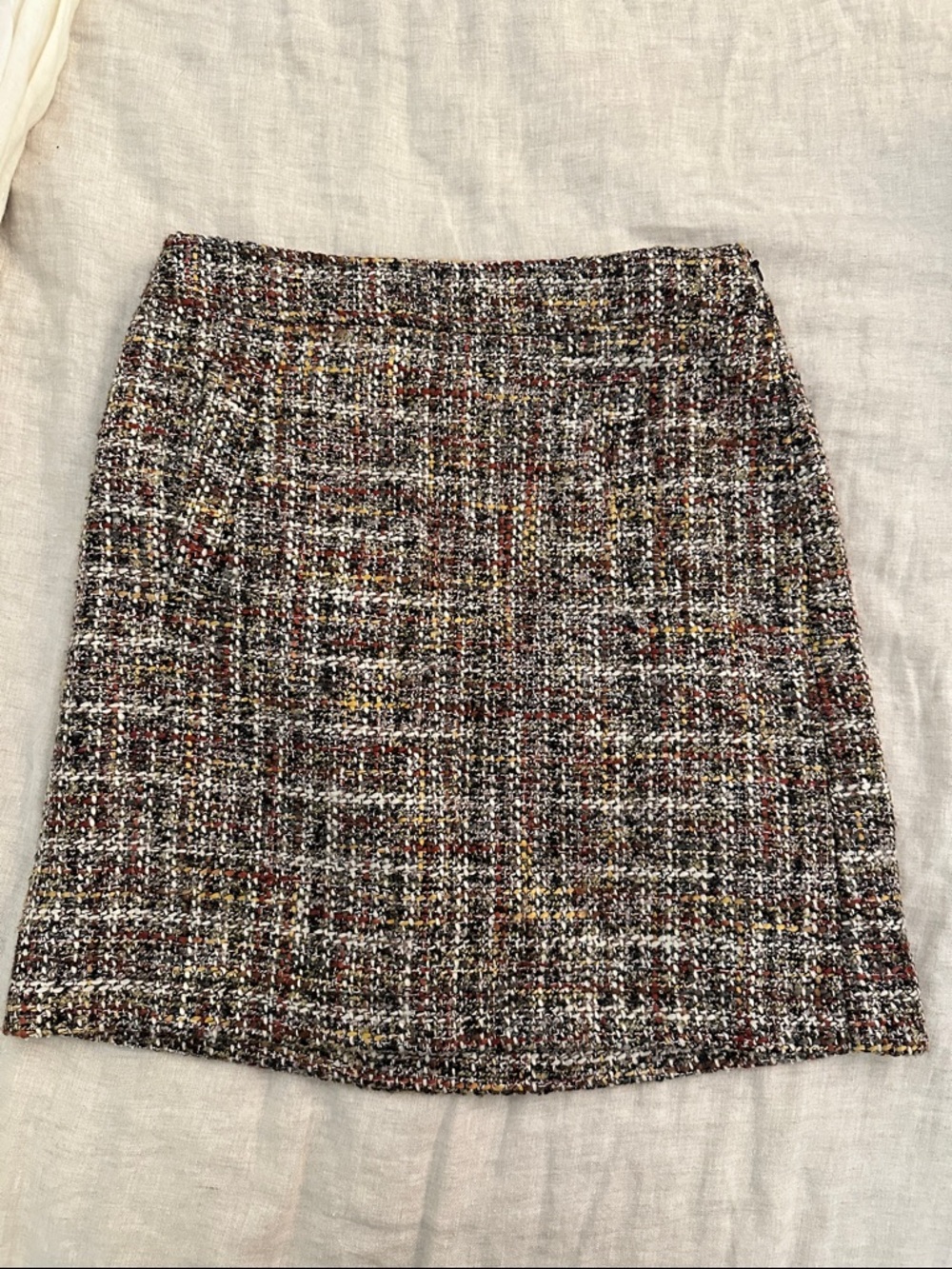LOFT Multicolor Tweed Mini Skirt - Brown, Black, Cream & Gold Accents